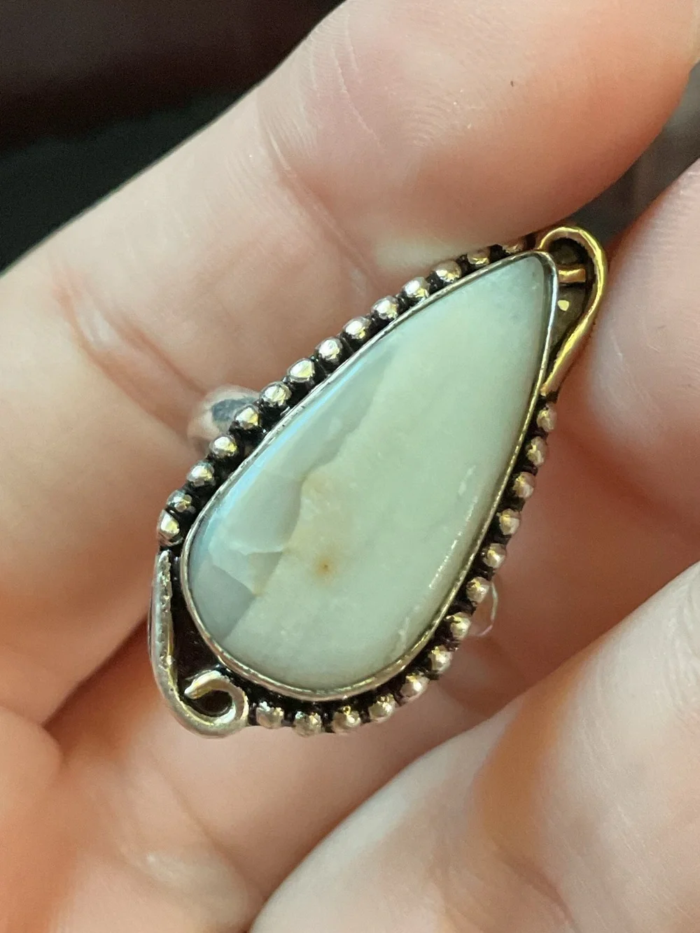 Vintage Sterling Silver Blue Lace Agate Gemstone Ring Size 5.5